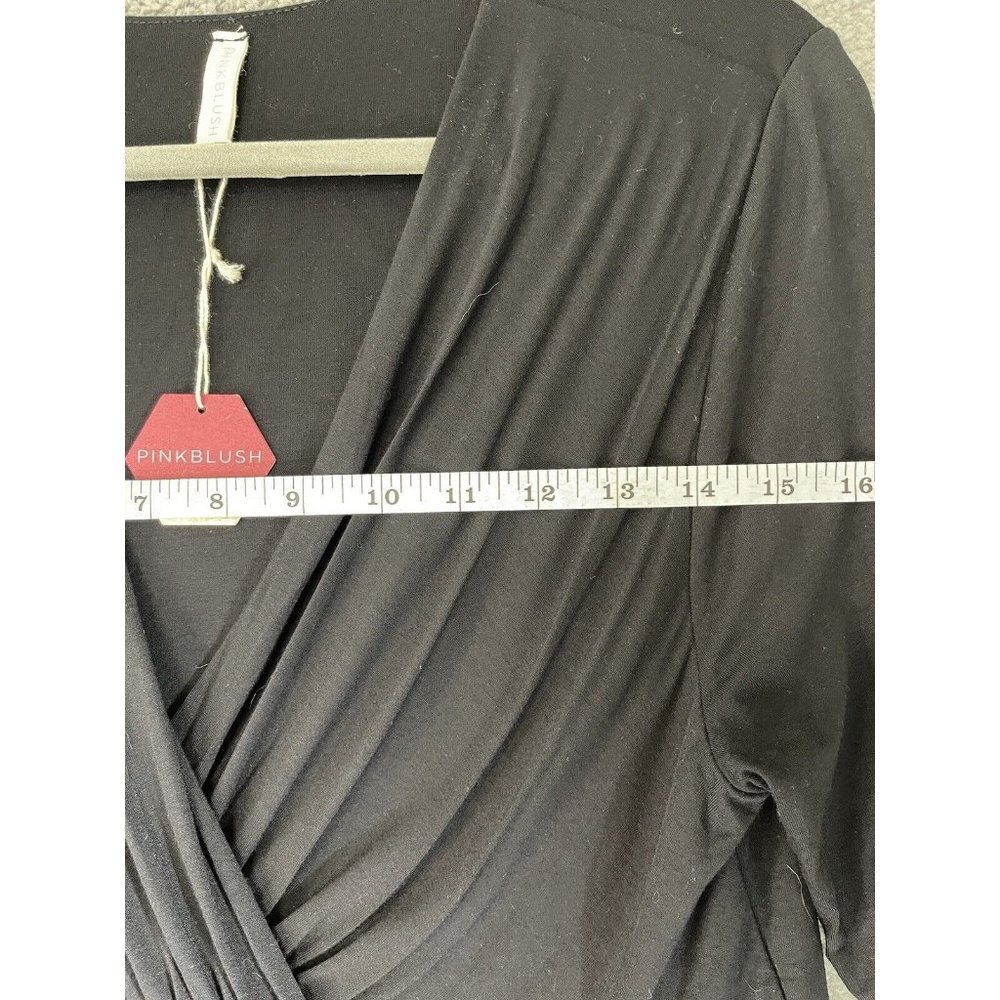 New Pink Blush Maternity Dress Womens Size Large Black Front Knot Long Sleeve - Picture 14 of 15